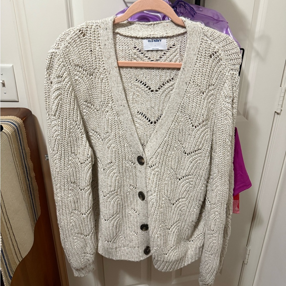 Old Navy Women's Beige Cable Knit Cardigan